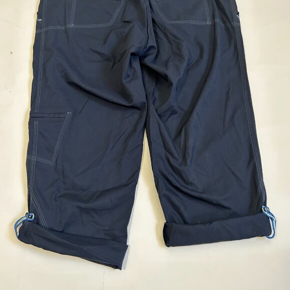 Vintage Nike Roll Up Capris Pants Womens L Navy Blue Tie cargo pocket Wide leg - Picture 9 of 12